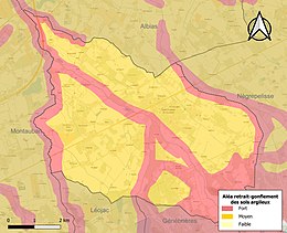 Carte des zones d'aléa retrait-gonflement des sols argileux de Saint-Étienne-de-Tulmont.