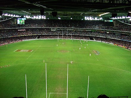 A typical AFL match at Docklands Stadium