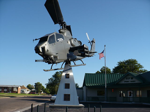 An AH-1 Cobra on display outside of the VFW Post in Burlington