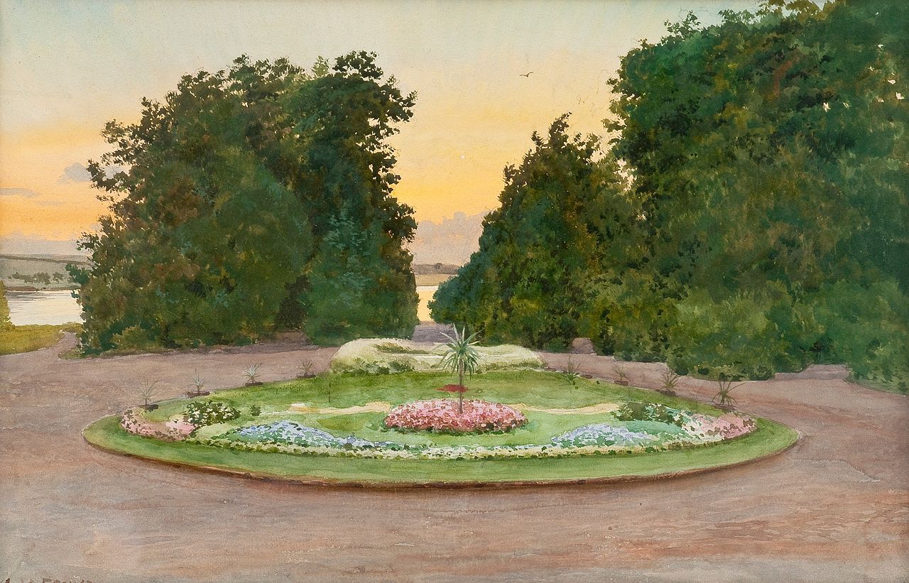 ALBERT NIKOLAEVICH BENOIS, EVENING IN THE PARK.jpg