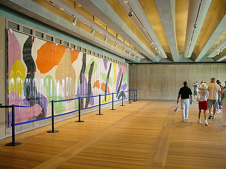 The Utzon Room: rebuilt under Utzon in 2000 with his tapestry, Homage to Carl Philipp Emanuel Bach