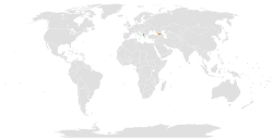 Map indicating locations of Shqipëria and Gjeorgjia