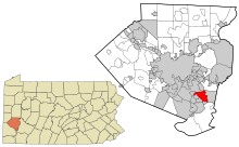 Allegheny County Pennsylvania incorporated and unincorporated areas McKeesport highlighted.svg