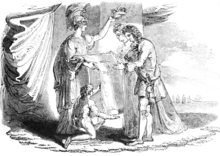 Allegory of the Bill of Rights, with Britannia presenting the Bill to William and Mary. Allegory of the English Bill of Rights.png