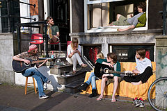 Young musicians living in a community. Amsterdam, The Netherlands