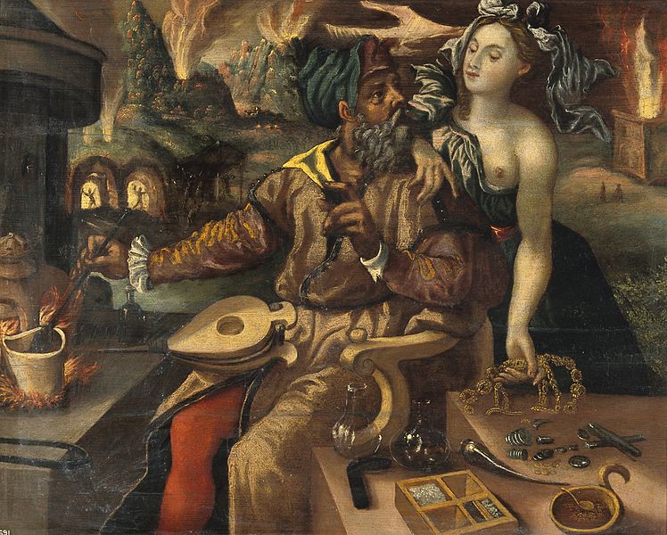 File:An alchemist being tempted by Luxuria. Oil painting after Ma Wellcome V0017650.jpg