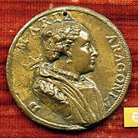Medaglia di Maria d'Aragona, moglie di Alfonso III d'Avalos