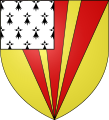 Arms of Basset of Drayton (Drayton Bassett, Staffordshire): Or, three piles conjoined in base gules a canton ermine