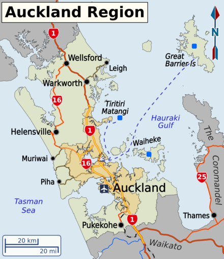 Map of the Auckland Region