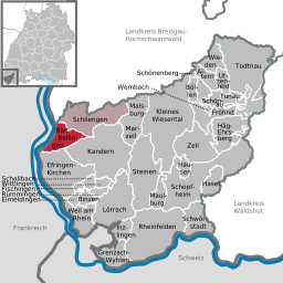 Läget för Bad Bellingen i Landkreis Lörrach