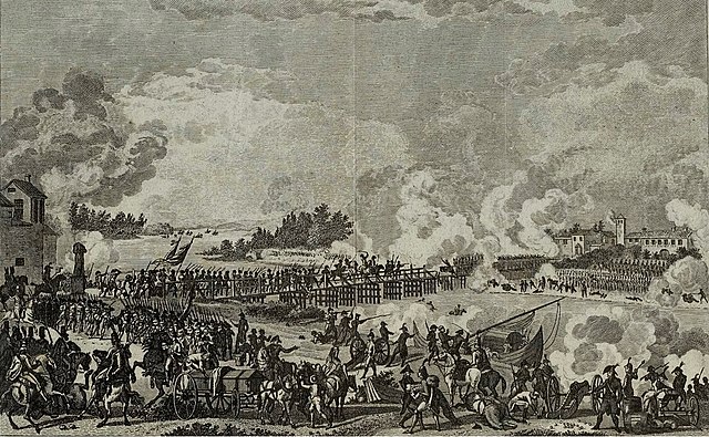 The French passing the bridge, (Musée de la Révolution française).