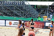 Deutsch: Beachhandball Europameisterschaften 2019 (Beach handball Euro); Tag 3: 4. Juli 2019 – Frauen, Platzierungsrunde Gruppe III, Schweiz-Nordmazedonien 2:0 (21:6, 23:20) English: Beach handball Euro; Day 3: 4 July 2019 – Women Consolation Round Group III – Switzerland-North Macedonia 2:0 (21:6, 23:20)