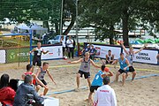 Deutsch: Beachhandball Europameisterschaften 2019 (Beach handball Euro); Tag 2: 3. Juli 2019 – Männer, Vorrunde Gruppe A, Türkei-Deutschland 0:2 (14:22, 16:20) English: Beach handball Euro; Day 2: 3 July 2019 – Men Preliminary Round Group A – Turkey-Germany 0:2 (14:22, 16:20)