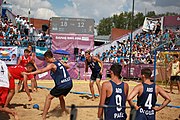 Deutsch: Beachhandball bei den Olympischen Jugendspielen 2018; Tag 7, 13. Oktober 2018; Jungen, Spiel um Platz Drei– Argentinien-Kroatien 2:0 English: Beach handball at the 2018 Summer Youth Olympics at 13 October 2018 – Boys Bronze Medal Match – Argentina-Croatia 2:0