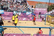 Deutsch: Beachhandball bei den Olympischen Jugendspielen 2018; Tag 3, 9. Oktober 2018; Jungs, Vorrunde, Gruppe A - Ungarn-Thailand 2:1 English: Beach handball at the 2018 Summer Youth Olympics at 9 October 2018 – Girls Preliminary Round Group A‎ – Hungary-Thailand 2:1