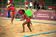 Deutsch: Beachhandball bei den Olympischen Jugendspielen 2018; Tag 5, 10. November 2018; Mädchen, Platzierungsrunde - Mauritius-Venezuela 0:2 English: Beach handball at the 2018 Summer Youth Olympics at 11 October 2018 – Girls Consolation Round – Mauritius-Venezuela 0:2