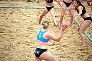 Deutsch: Beachhandball bei den Olympischen Jugendspielen 2018; Tag 6, 12. Oktober 2018; Mädchen, Hauptrundenspiel – Kroatien-Paraguay 2:0 English: Beach handball at the 2018 Summer Youth Olympics at 12 October 2018 – Girls Main Round – Croatia-Paraguay 2:0