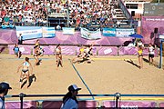 Deutsch: Beachhandball bei den Olympischen Jugendspielen 2018; Tag 3, 9. Oktober 2018; Jungs, Vorrunde, Gruppe B - Argentinien-Hongkong 2:0 English: Beach handball at the 2018 Summer Youth Olympics at 9 October 2018 – Girls Preliminary Round Group B – Argentina-Hing Kong 2:0