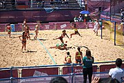 Deutsch: Beachhandball bei den Olympischen Jugendspielen 2018; Tag 4, 10. Oktober 2018; Mädchen, Vorrunde, Gruppe A - Ungarn-Chinese Taipei (Taiwan) 2:0 English: Beach handball at the 2018 Summer Youth Olympics at 10 October 2018 – Girls Preliminary Round Group A‎ – Hungary-Chinese Taipei 2:0