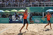 Deutsch: Beachvolleyball bei den Olympischen Jugendspielen 2018; Tag 11, 17. Oktober 2018; Jungen,Finale – Niederlande (Matthew Immers/Yorick de Groot)-Schweden (David Åhman/Jonatan Hellvig) 0:2 (20–22/15–21) English: Beach volleyball at the 2018 Summer Youth Olympics at 17 October 2018 – Final – Netherlands (Matthew Immers/Yorick de Groot)-Sweden (David Åhman/Jonatan Hellvig) 0:2 (20–22/15–21)