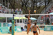 Deutsch: Beachvolleyball bei den Olympischen Jugendspielen 2018; Tag 11, 17. Oktober 2018; Mädchen, Finale – Italien (Claudia Scampoli & Nicol Bertozzi)- Russland (Maria Woronina & Maria Botscharow) 0:2 (19–21/19–21) English: Beach volleyball at the 2018 Summer Youth Olympics at 17 October 2018 – Girls Final – Italy (Claudia Scampoli & Nicol Bertozzi) - Russia (Maria Voronina & Maria Bocharova) 0:2 (19–21/19–21)