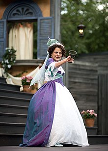 Tracy Michelle Arnold as Beatrice in 2007 at the American Players Theater Beatrice thrusting.jpg