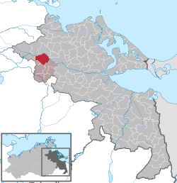 Elhelyezkedése Mecklenburg-Elő-Pomeránia térképén