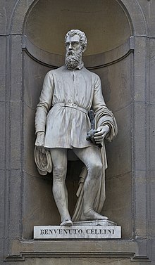 Statua di Benvenuto Cellini, Loggiato degli Uffizi, Firenze