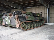 Heckansicht Bergepanzer 2A2, rechts die Heckabstützung(Fahrzeug befindet sich in der Heeresinstandsetzungslogistik)