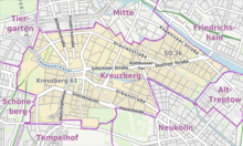 Kreuzberg mit den ehemaligen Postzustellbezirken