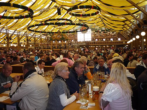 Beer tent at the Oktoberfest, Munich, Germany