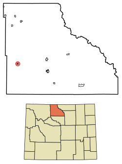 Burlington okulunun Big Horn County, Wyoming şehrindeki konumu.