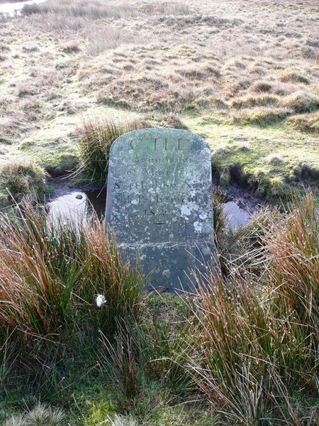 File:Boundary stone on Mynydd Maen - geograph.org.uk - 652196.jpg