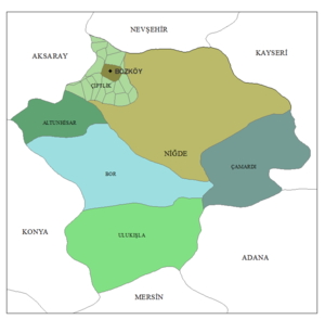 Niğde il haritasında Bozköy'ün konumu
