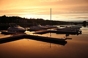 The Bridgewater Marina, located on the east side of the LaHave River, opposite Shipyards Landing.