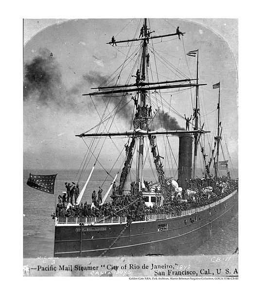 February 22, 1901: The City of Rio de Janeiro sinks as it arrives at San Francisco Bay, drowning 131 on board