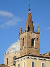 The northern style bell tower and the octagonal dome Campo Marzio - s M del Popolo campanile e cupola 1250494.JPG