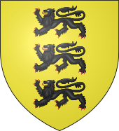 Arms of Carew Or, 3 lions passant in pale sable Carew arms.svg