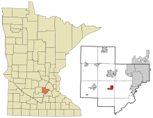 Carver County Minnesota Incorporated en Unincorporated gebieden Keulen Highlighted.svg