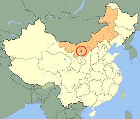 Wuhais läge i Inre Mongoliet, Kina.