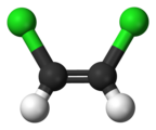 Ball-and-stick model of cis-1,2-dichloroethene