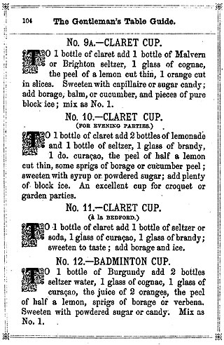 <span class="mw-page-title-main">Claret cup (beverage)</span> Red wine cocktail popular 19th century