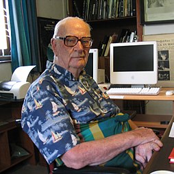 Arthur C. Clarke in Colombo, Sri Lanka, op 28 Maart 2005