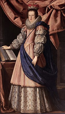 Claudia de' Medici wearing the coronet of an Archduchess of Austria by Lorenzo Lippi.jpg