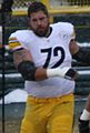 Pittsburgh Steelers center w:Cody Wallace stretching during warmups.   This file was uploaded with Commonist.