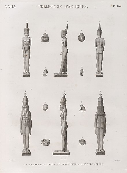 Pl.68 - 1-6. Figures en bronze 7.8. en serpentine 9-14. en terre cuite