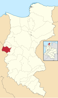 Расположение муниципалитета и города Педраса в департаменте Магдалена.