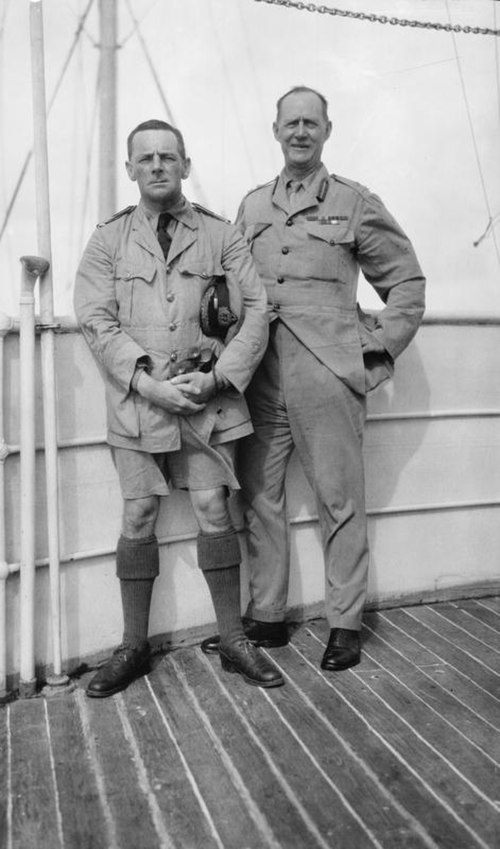 Major-General L. C. Dunsterville, GOC Dunsterforce, with Commodore D. T. Norris of the Royal Navy on the Caspian, 1918.