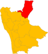 Mapa da comunidade montanhosa de Alto Jonio na província de Cosenza