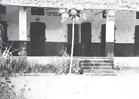 Quartier Spécial - Condemned men's block, 1954 (the guillotine stood at the spot where the photographer took the photo)